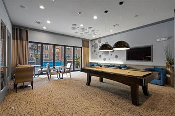 Pool Table In Clubhouse at 46 Penn Apartment Homes, Kansas City, MO, 64111